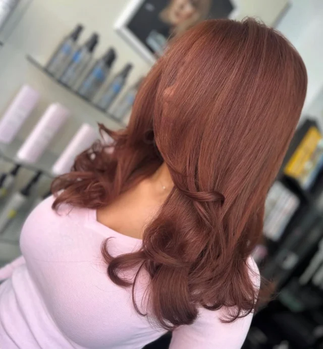 Rich Auburn: A beautifully autumnal shade that blends warm copper with soft brunette tones to create a rich, glossy auburn. Perfect for the season 🍂Colour by Lee-Ann and Cut & Finish by Caitlin at Rush Cambridge